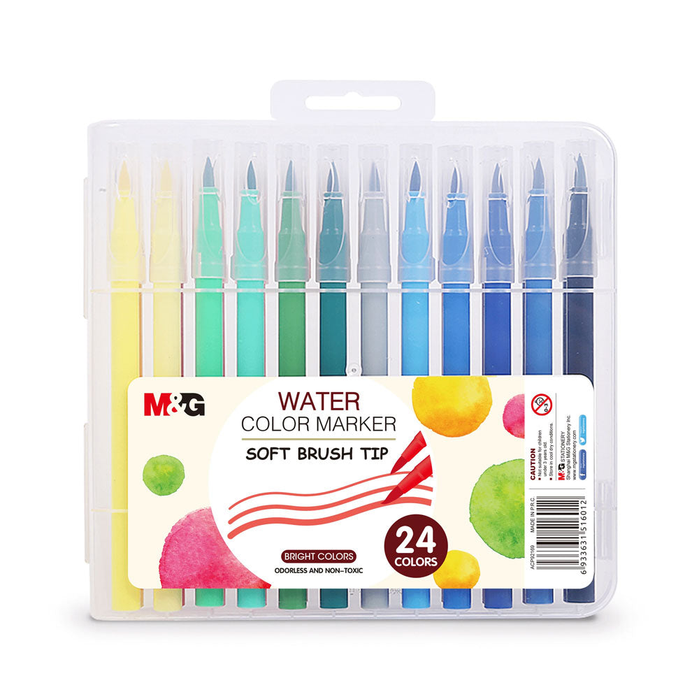 24Pcs M&G Soft Brush Tip Water Color Marker Felt Pen