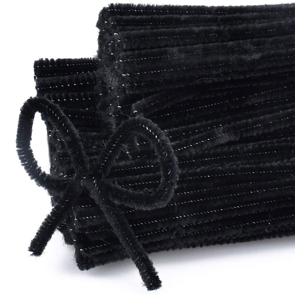 Pack of 50 - Black Pipe Cleaner velvet Sticks