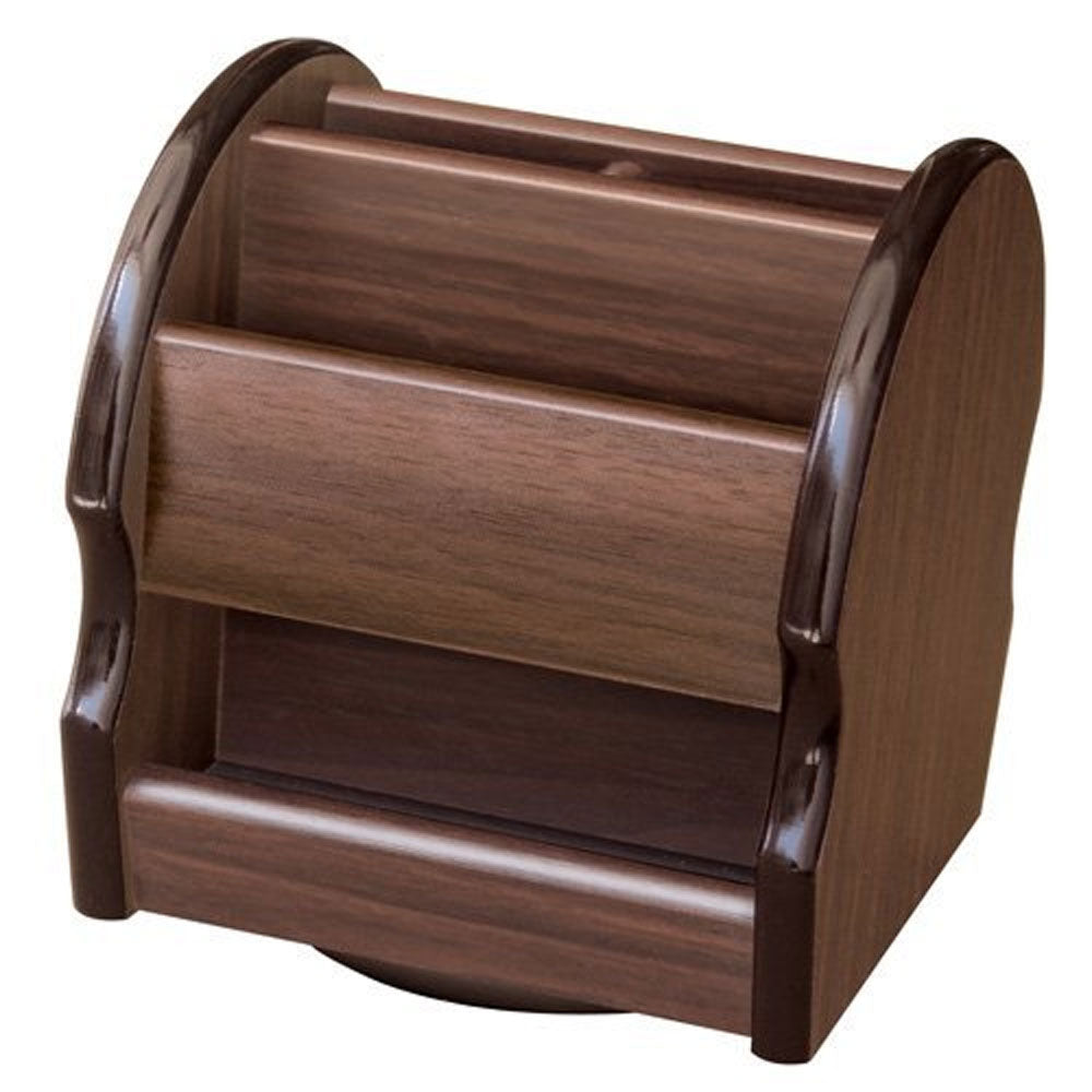 8005-Wooden Revolving Pen Stand - Brown