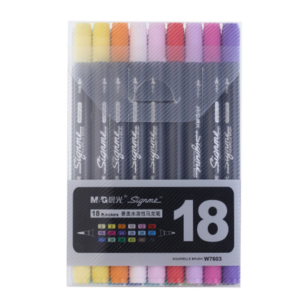 M&G Signme Pack Of 18 Dual Tip Watercolor Brush Markers