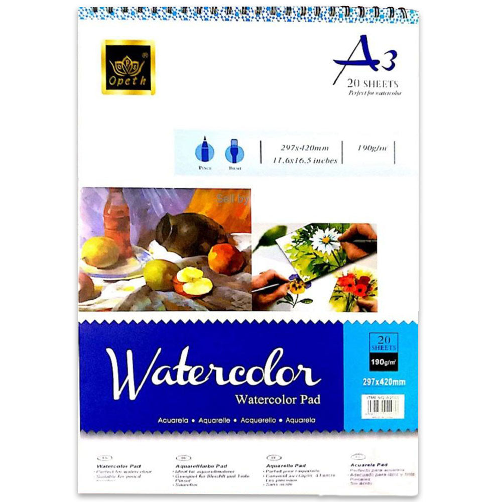 Watercolor Pad A-3 For Artists A3 Watercolour Pad 20 Sheets 190Gm A3 Size
