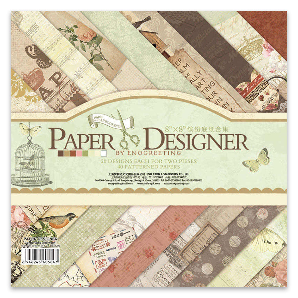 Design #Dsm006, 8X8Inch 40Sheets Printed Patterns Scrapbook Paper Origami Paper Diy Gift Card Making Handmade Home Deco Pattern Paper Flower Paper Pack
