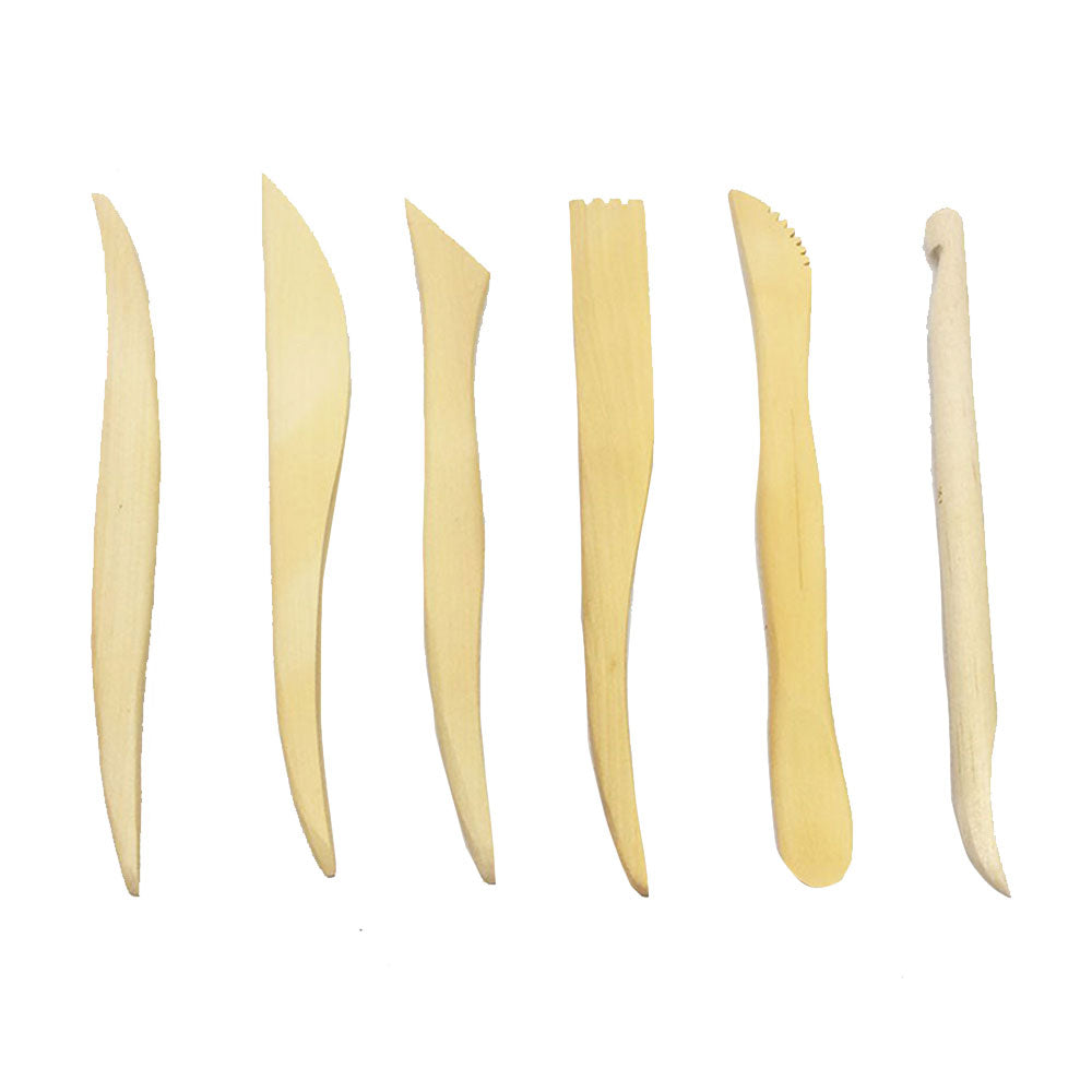 Pack Of 6 - Modeling Clay Tool Pottery Clay Sculpture Carving Tool Set - (Wooden)