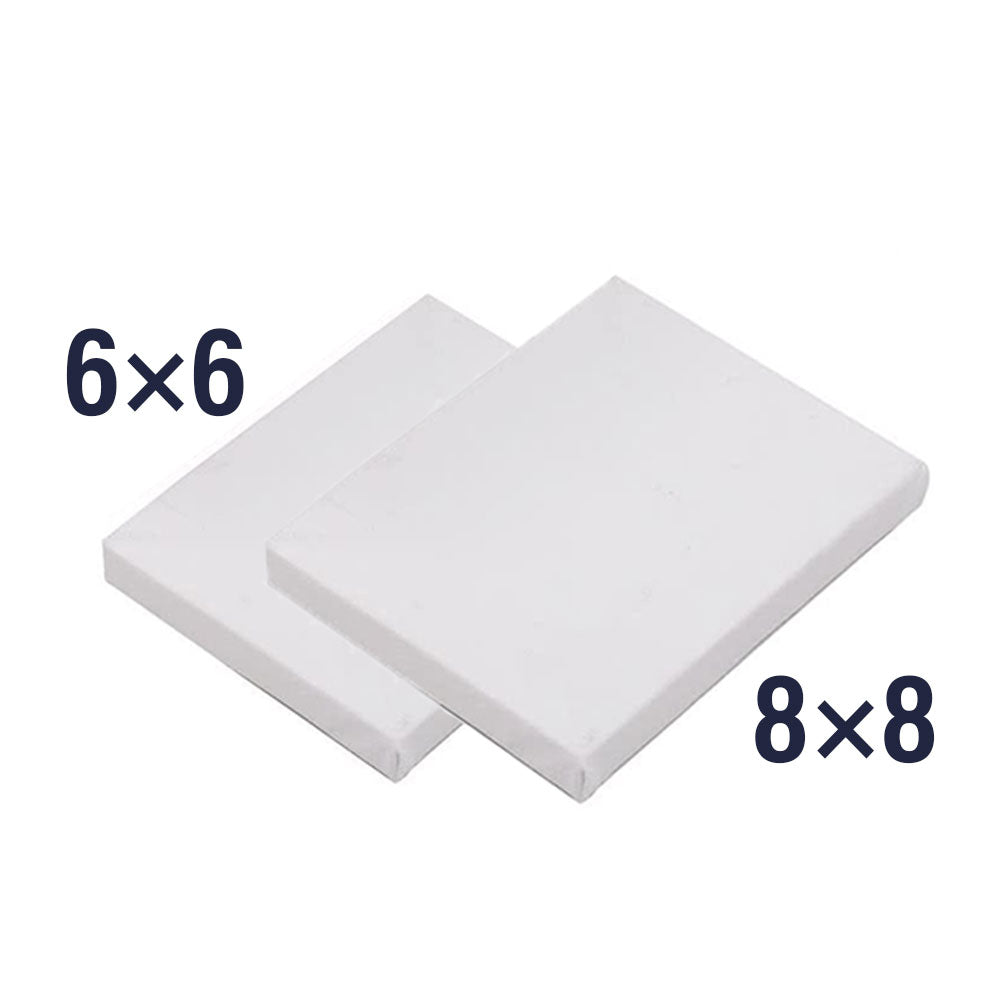 6 Pcs- Value Pack - 2 Size Mini Canvas Boards (3 Pcs 6X6 Inches + 3 Pcs 8X8 Inches)