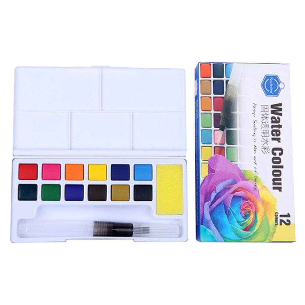 Keep Smiling 12pcs Aquarelle Solid Watercolor Paints Transparent Colors