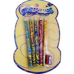 Swirlies Multicolored Pencils 5 With Sharpener