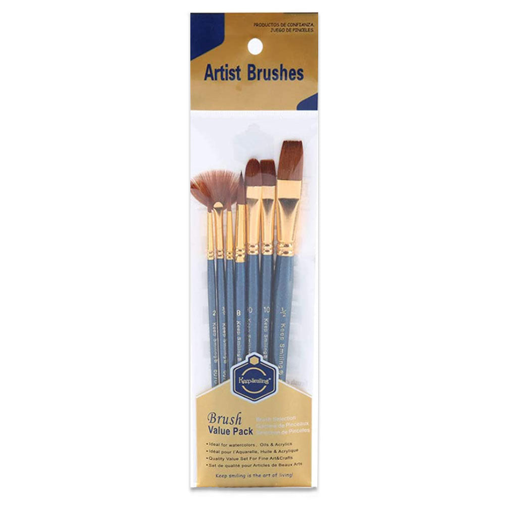 Keep Smiling Pack of 7pcs Multi Shapes Paint Brush Set