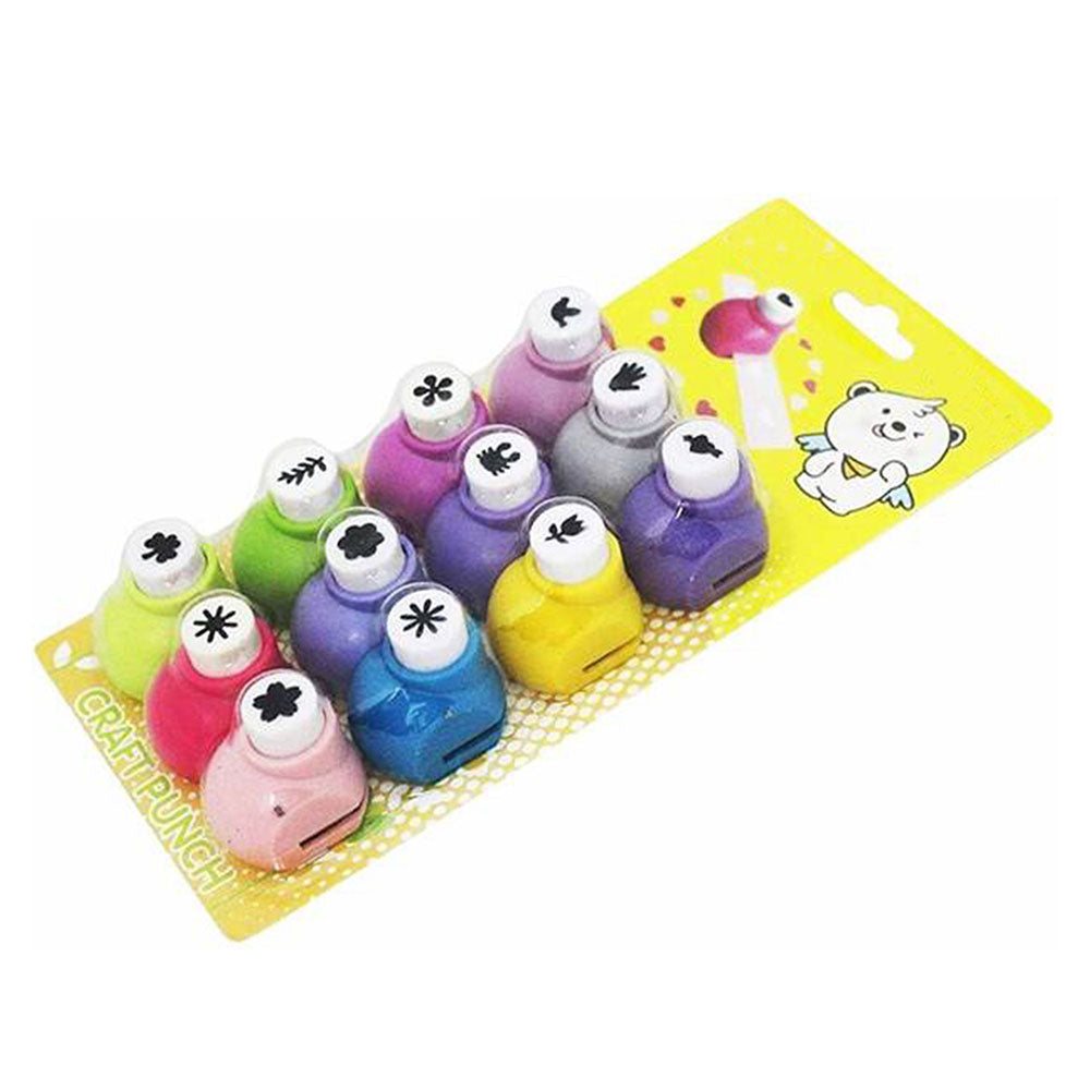 Pack Of 12 - Mini Diy Assorted Paper Punching Machines Set Of 12Pcs Craft Punch