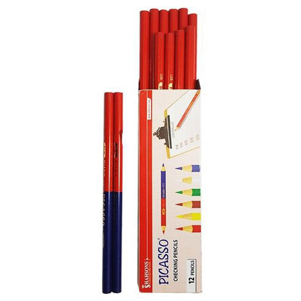 Pack Of 12 Picasso Checking Pencils 2 In 1 Color (Blue / Red)