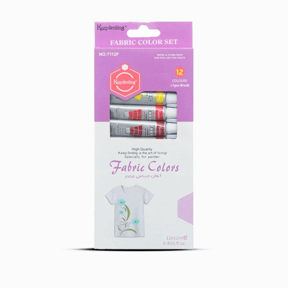 Keep Smiling Fabric Colour Paints 12ml - Pack Of 12