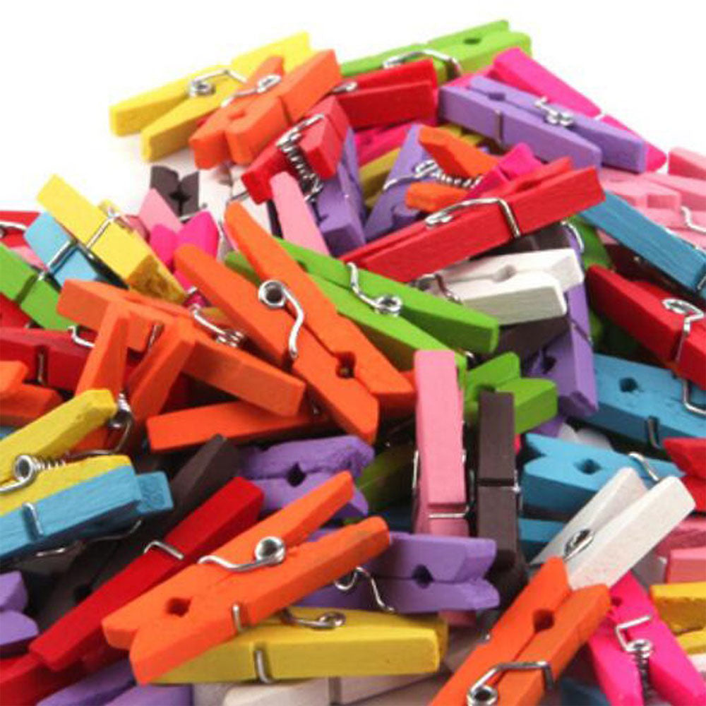 Pack Of 50Pcs Multicolour Wooden Pegs