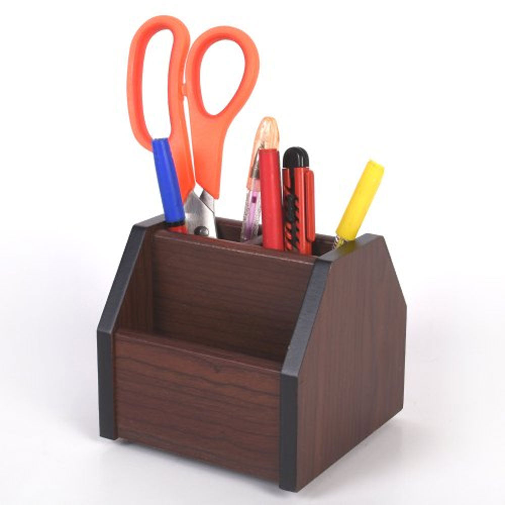 Wooden Pen & Stationery Holder Pen Stand Brown - 8008