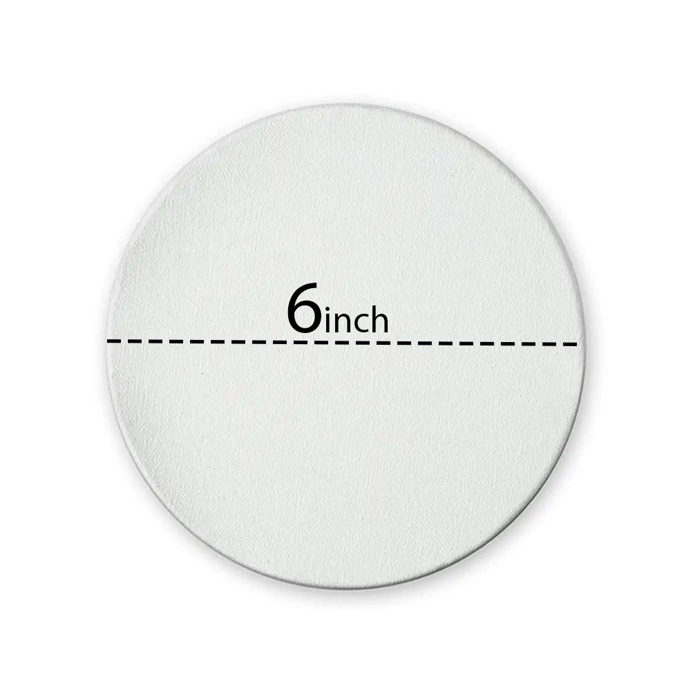 1 Pc Prime white Coated round Canvas - Size 6x6