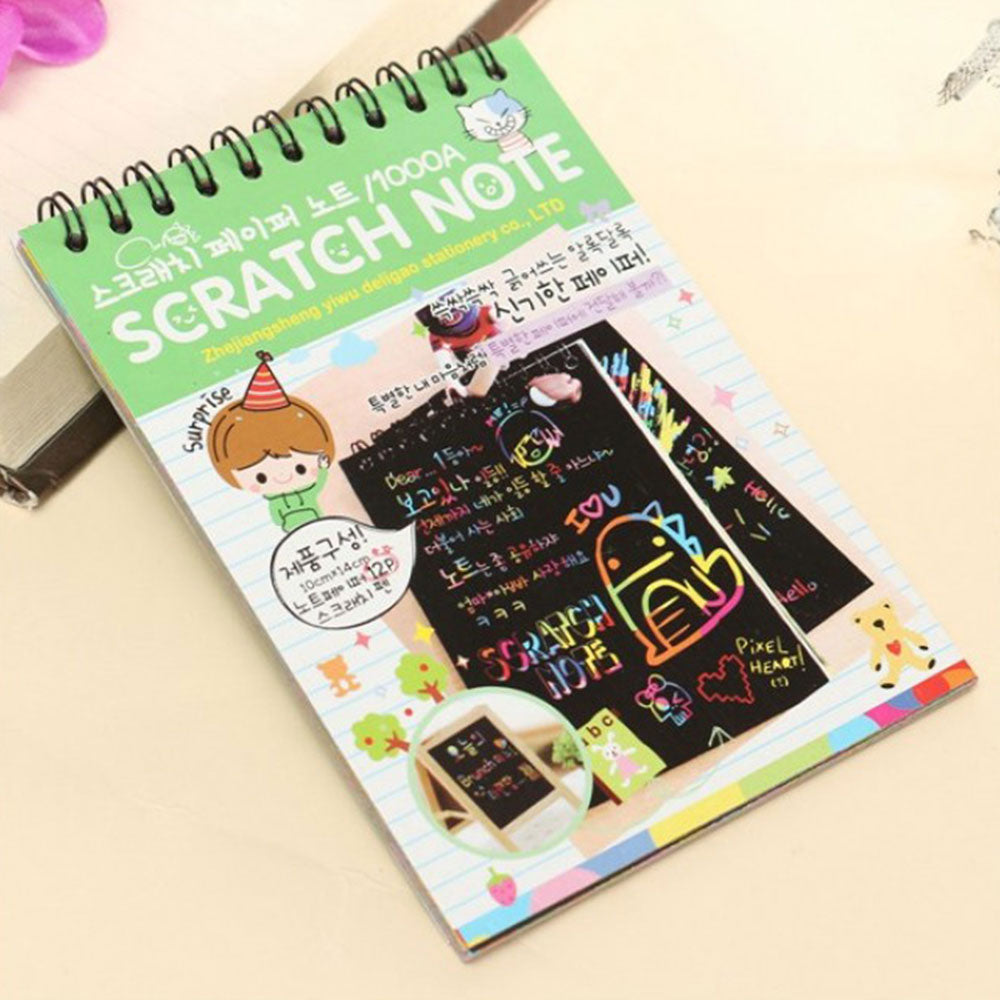 Small Scratch Note Pad Scratch Book With Wooden Stick Notepad Size 14Cmx10Cm