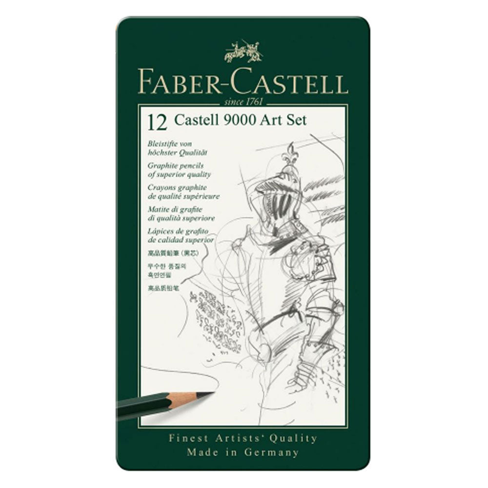 Tin Of 12 Faber Castell 9000 Art Set Graphite Pencils