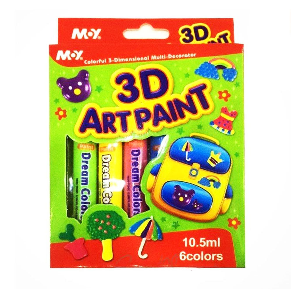3D Art Paint For Kids 6 Colours X 10.5Ml In Each