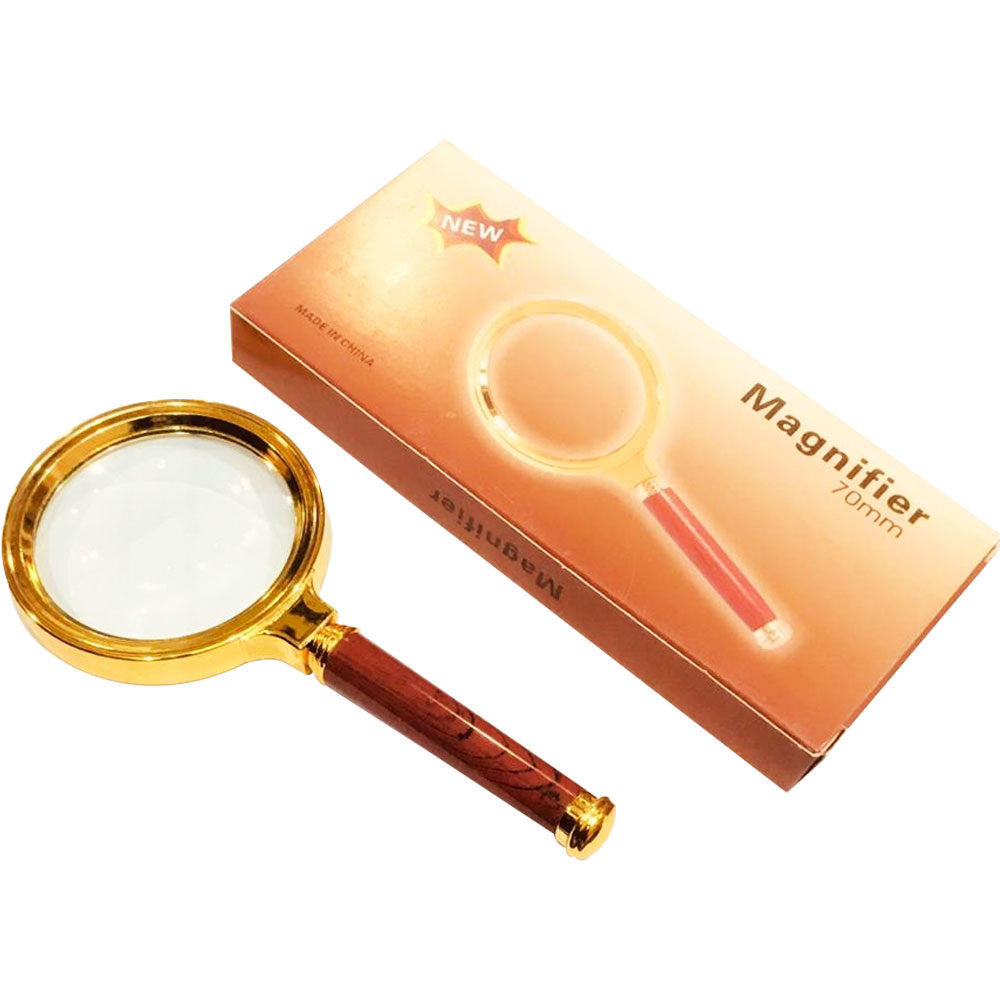 70Mm 10X Handheld Jewelry Magnifier Magnifying Glass Red Brown Handle