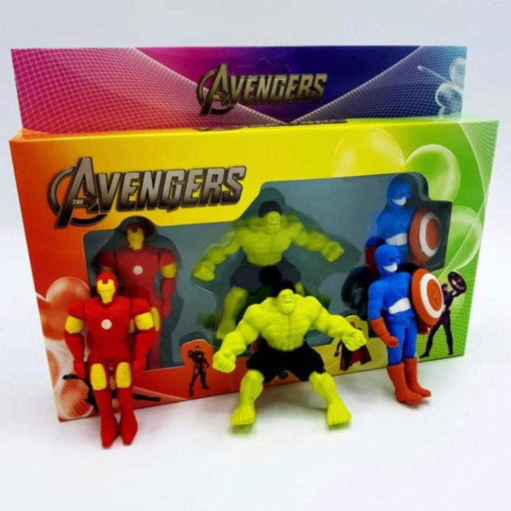 3 Pcs Set - Avenger Shape Eraser Rubber For Kids