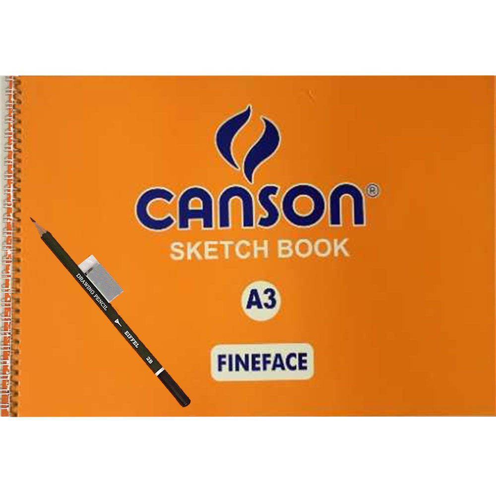 A3 Size Canson Sketch Book With Free Pencil 2B And Eraser For Drawing Shading Painting Sketchbook