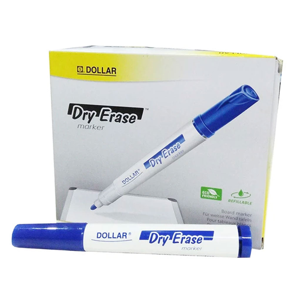 Pack Of 12 - Dollar Refillable Dry Eraser Marker / Board Marker Pen (Blue)