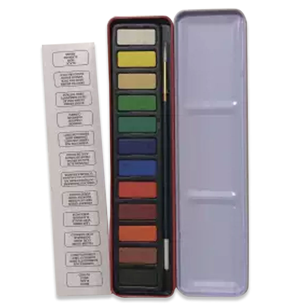 12 watercolor solid paint iron box set