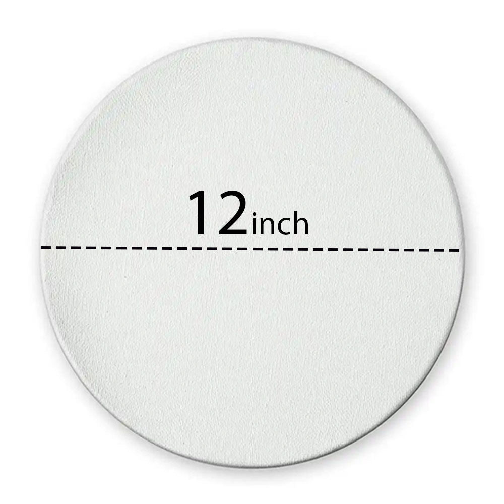 1 Pc Prime white Coated round Canvas - Size 12x12