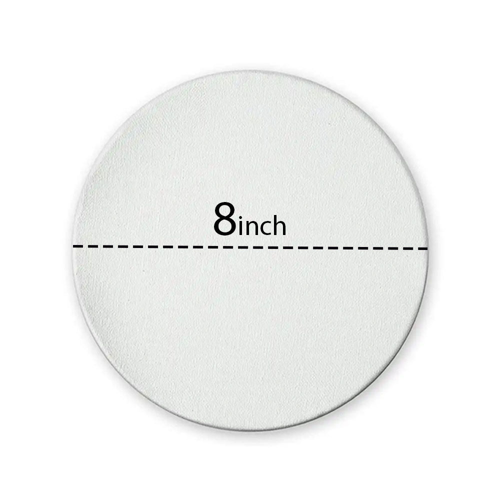 1 Pc Prime white Coated round Canvas - Size 8x8