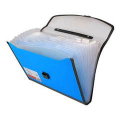 Tranbo Plastic Expanding Bag File Folder With 13 Section Pockets - Blue