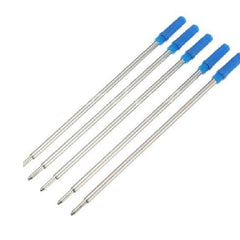 5 Pcs Ballpoint Stainless Steel Pen Refills Ink Medium - Blue