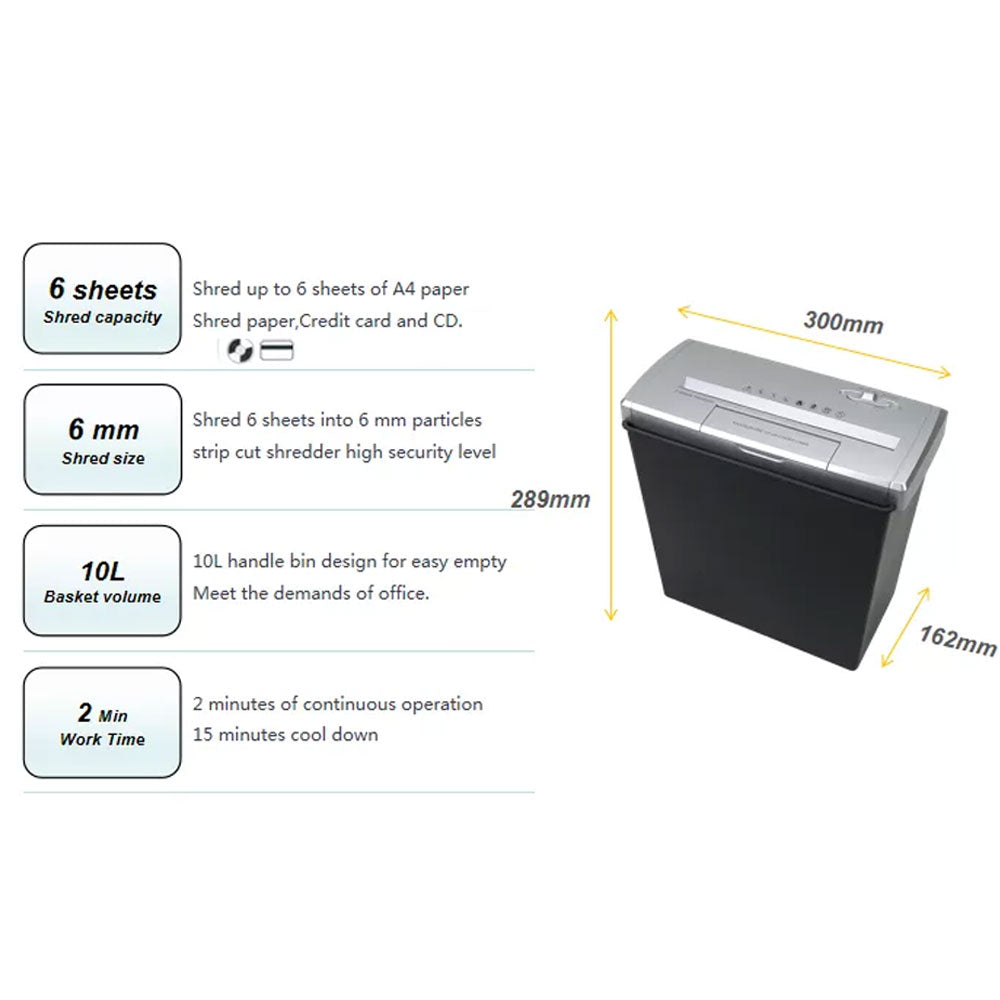 Sd106P Paper Shredder Cut Papers, Cd And Cards