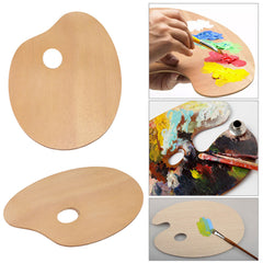 Vintage Artist Oval Wooden Palette Oil Painting Tray Wood Ellipse Drawing Palette