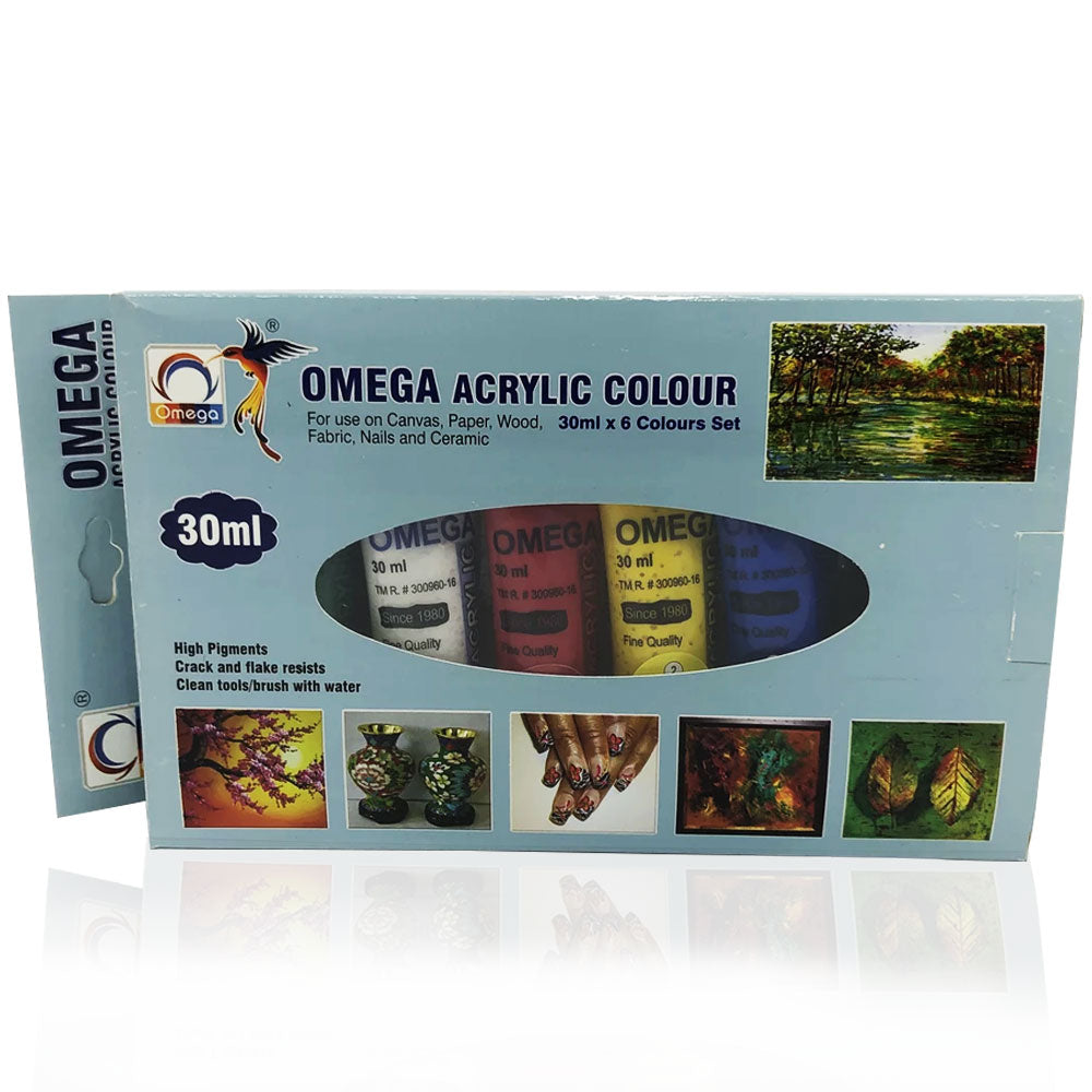 Omega Acrylic Paint - Pack Of 6 - 30 ML in a tube