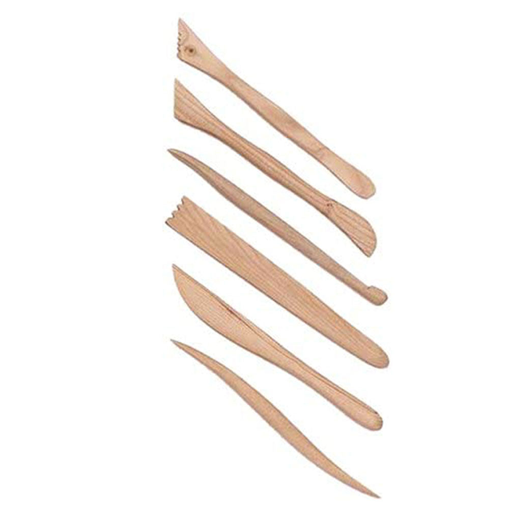 Pack Of 6 - Modeling Clay Tool Pottery Clay Sculpture Carving Tool Set - (Wooden)