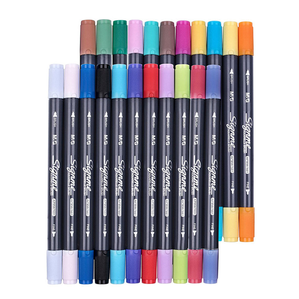 M&G Signme Pack Of 18 Dual Tip Watercolor Brush Markers