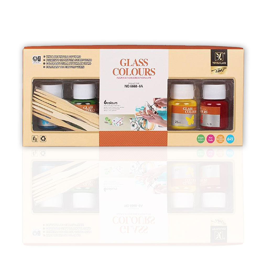 Glass Painting Kit 25Ml 6 Pcs With Color Palette & Brush