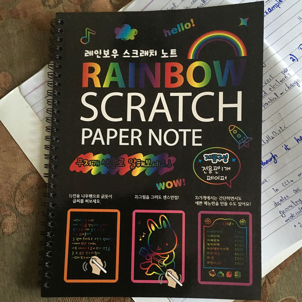 Large Scratch Note Pad Scratch Book With Wooden Stick Scratch Notepad Size 26Cmx19Cm