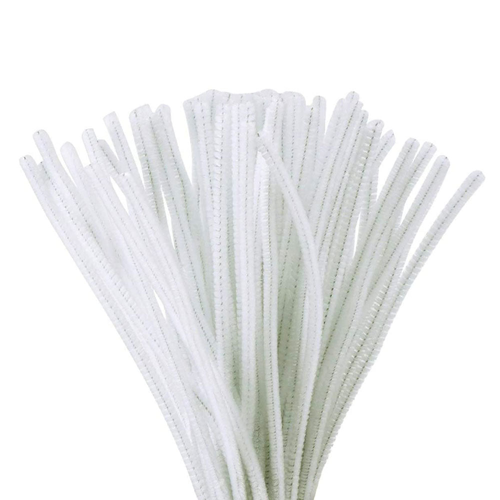 Pack of 50 - White Pipe Cleaner velvet Sticks