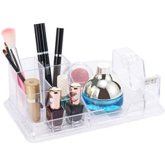 K-960 Crystal Glass Acrylic_Transparent Executive Style Deluxe Stationery Holder, Pen Stand, Desk Organizer Paper Slip Holder Visiting Id Cardholder With 1 Inch Crystal Tape Dispense`