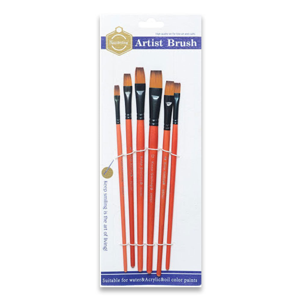 Pack Of 2 Acrylic Paint & Flat Brush Set
