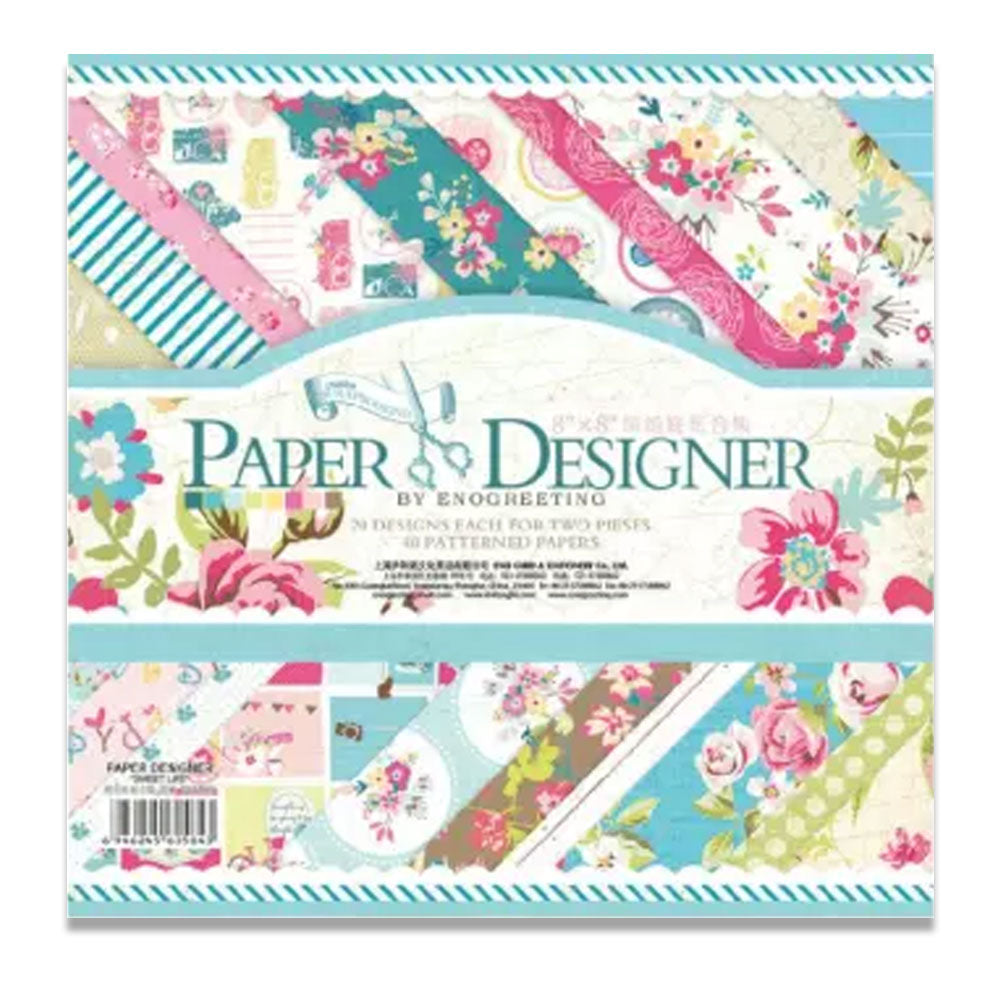 Design #Dsm005, 8X8Inch 40Sheets Printed Patterns Scrapbook Paper Origami Paper Diy Gift Card Making Handmade Home Deco Pattern Paper Flower Paper Pack