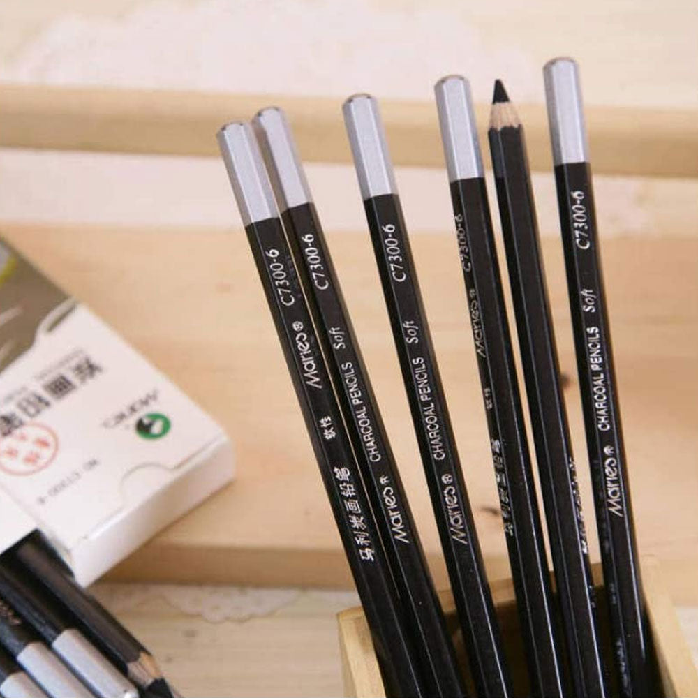 Pack Of 3 - Maries Charcoal Pencils - Medium (Natural)