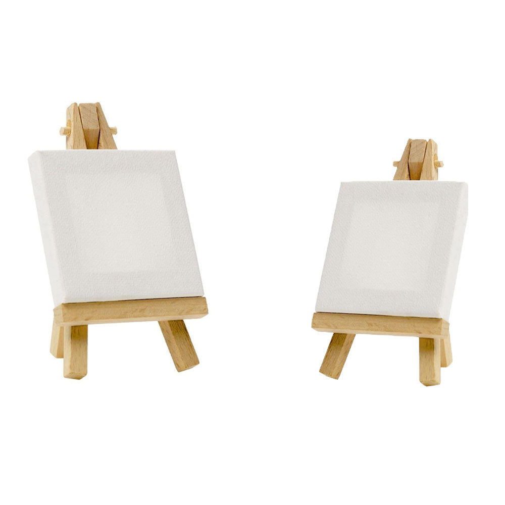 Epsilon Canvas Set Of 4 With 2 Wooden Easel ( 12/10/8/6 )