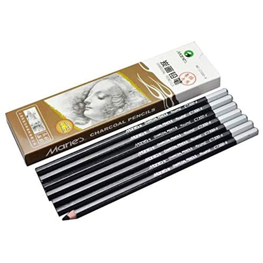 Marie Pack Of 6 Charcoal Pencil (3 Soft And 3 Hard) - 6 Pencils