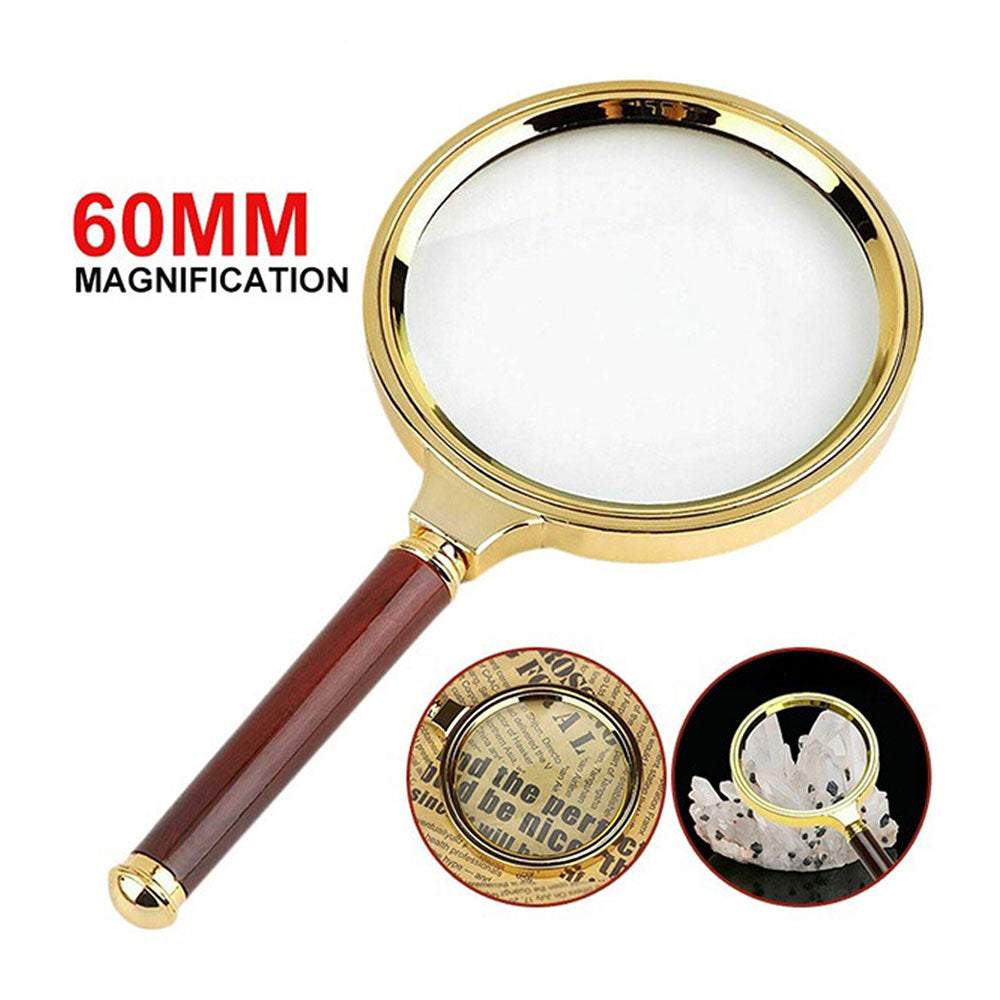 60Mm 10X Handheld Jewelry Magnifying Glass Red Brown Handle