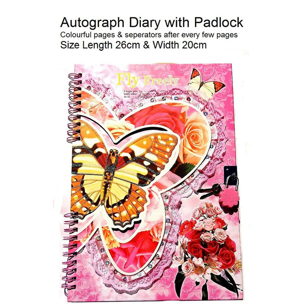 Pink Autograph Stylish Lock Diary