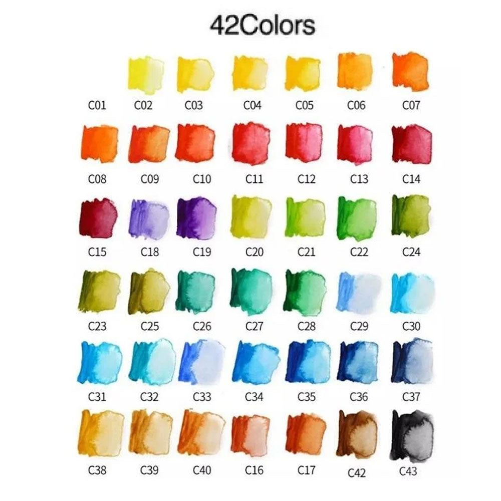 42 Colors Pigment Watercolor Paints With Waterbrush