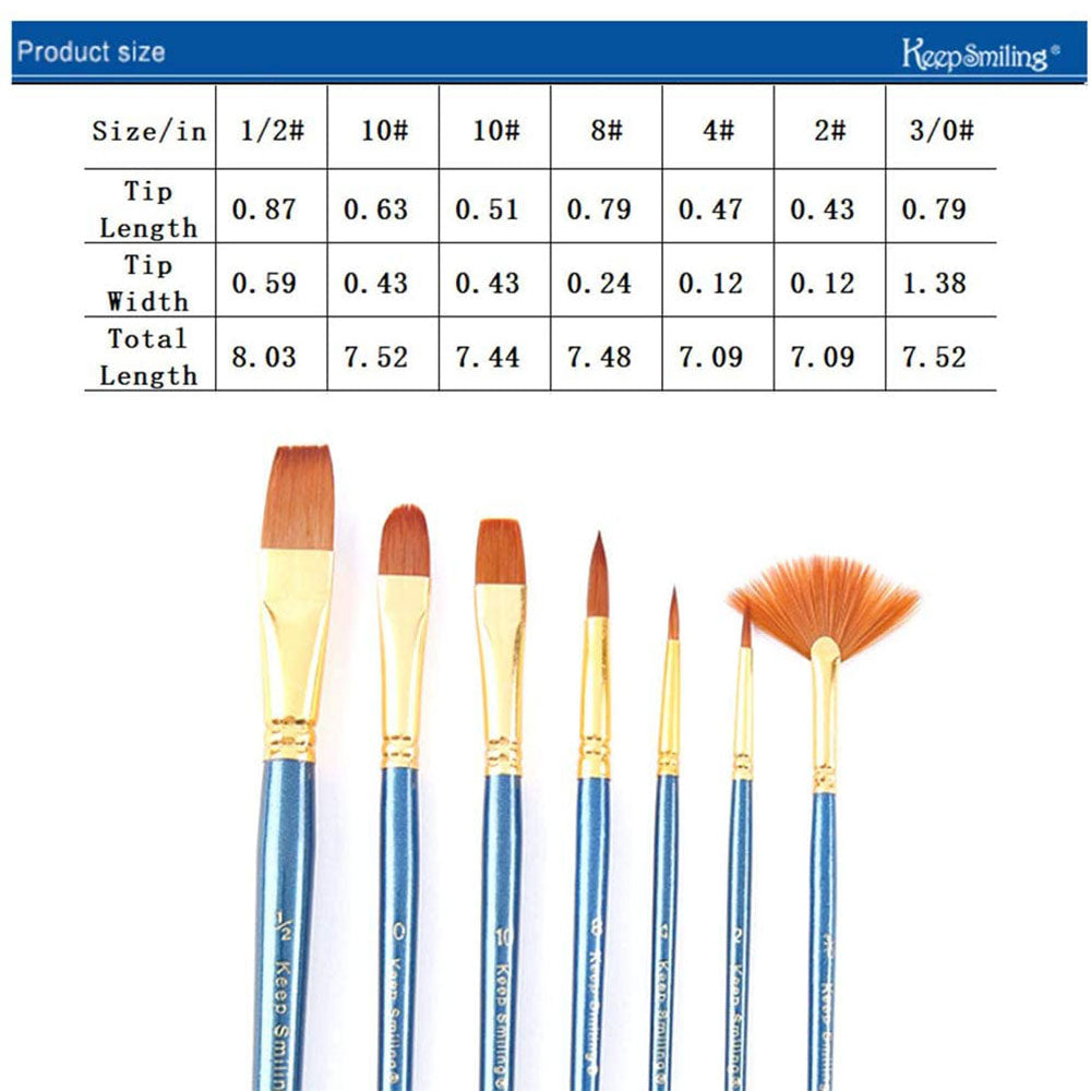 Keep Smiling Pack of 7pcs Multi Shapes Paint Brush Set