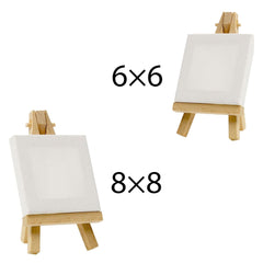 Epsilon Canvas Set Of 4 With 2 Wooden Easel ( 12/10/8/6 )