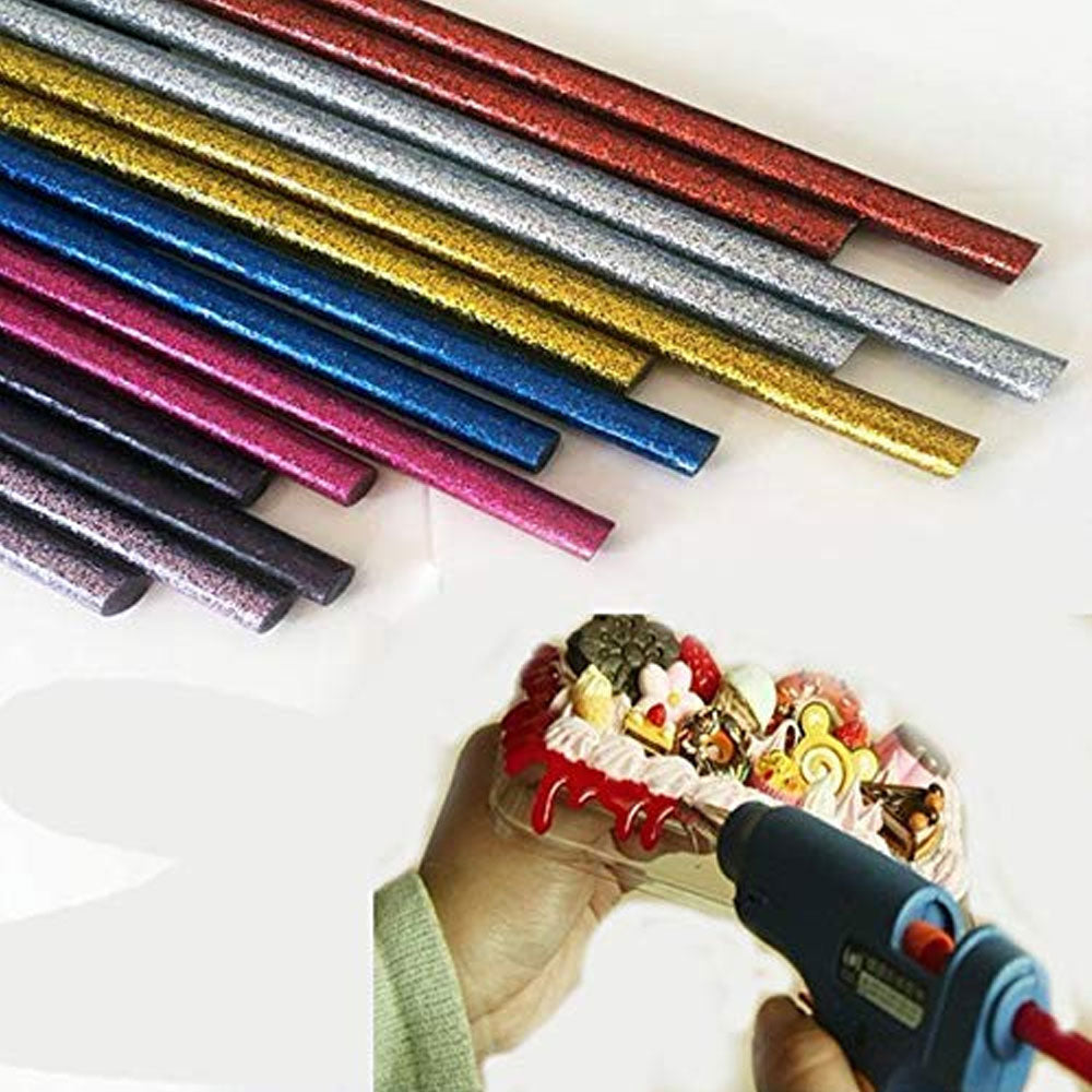 5 Small Hot Glue Glitter Sticks - Multicolor (7Mm Thick)