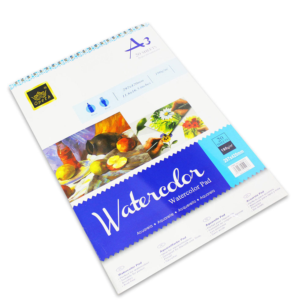 Watercolor Pad A-3 For Artists A3 Watercolour Pad 20 Sheets 190Gm A3 Size